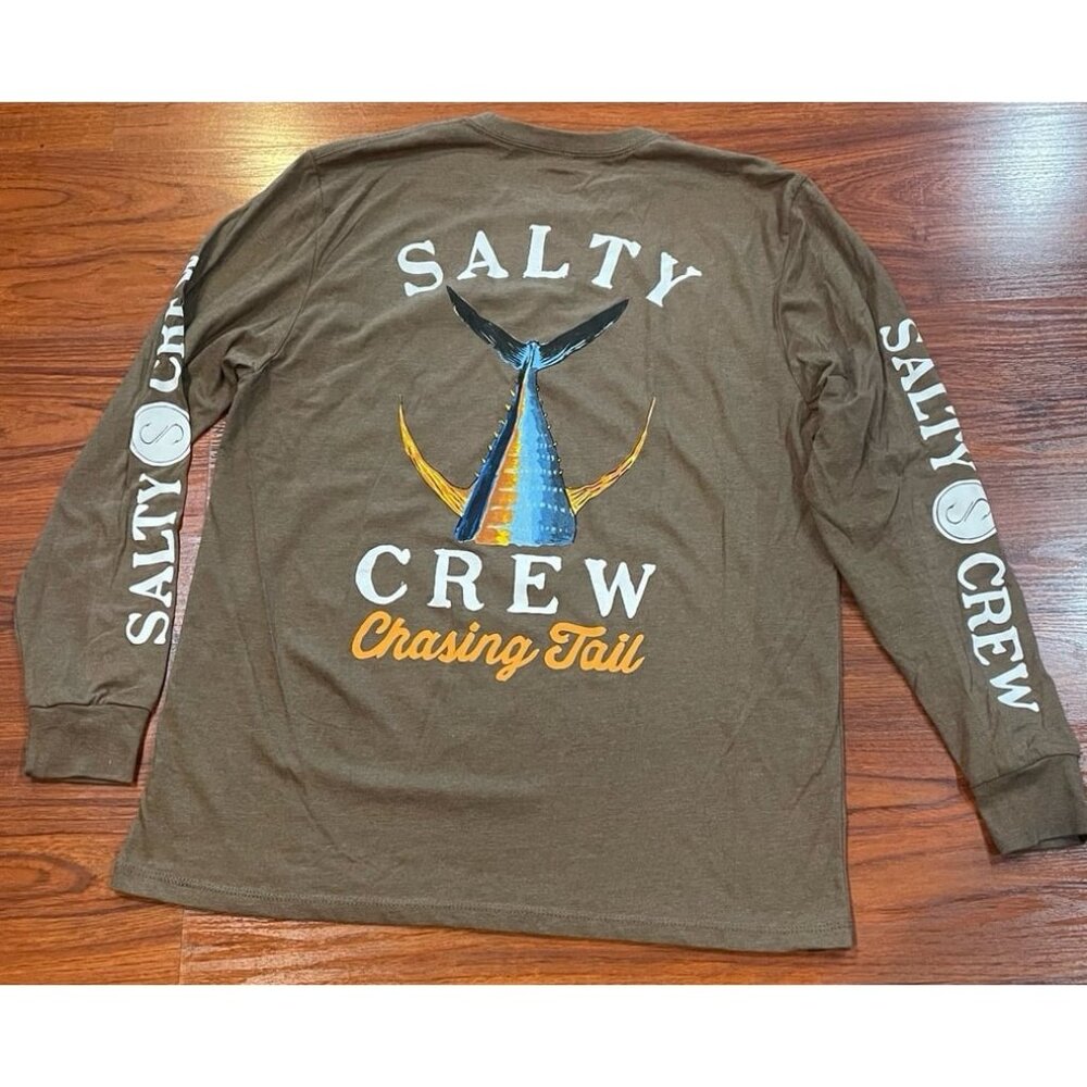 SALTY CREW L/S BROWN TEE SZ LARGE
